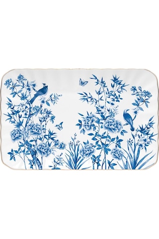 Easy Life Paradise Garden Porselen Dikdörtgen Tabak 20cm X 13cm Mavi