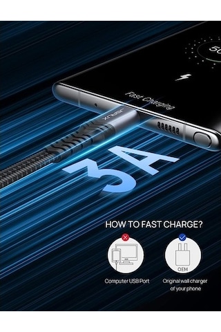 Jsaux Premium Cc0008 1 Metre Type-c Hızlı Şarj Ve Data Aktarım Kablosu