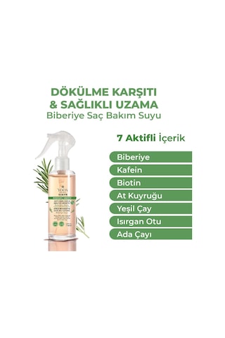 Yoon Saç Dökülme Karşıtı, Hızlı Saç Uzamasına Yardımcı Vegan Biberiye Bakım Suyu, 7 Doğal Aktif İçeren, Paraben Ve Sülfat İçermez, Ph Seviyesini Korur, Saç Tellerini Güçlendirici Saç Bakım Suyu, 200ml