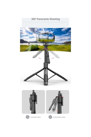 Geeksen L16d Tripod Telefon Tutucu: 1.55m Genişletilebilir, 3 Renkli Işık, Bluetooth Kumanda, Sabit Alüminyum, Seyahat Kolaylığı
