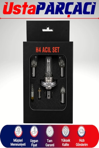 H4 Acil Yol Seti 12v Araç Ampul Ve Sigorta Seti Far Stop Park Sofit Ampul + Blade Sigorta Seyahat Güvenlik Kiti