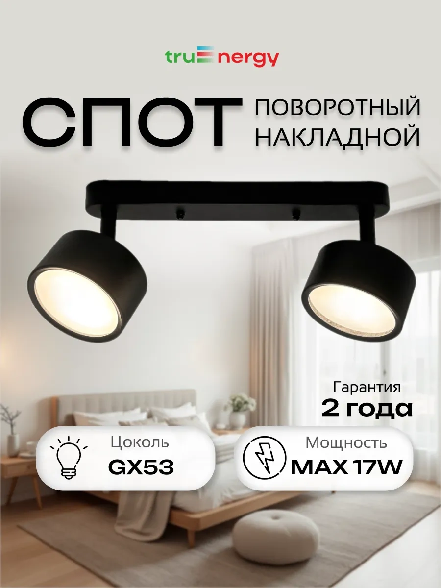 Truenergy Ev Ve Salon İçin Çiftli Duvar-tavan Aplik Lambası 295691232 Siyah