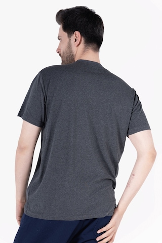 T-shirt V Yaka %100 Pamuk Antrasit Melanj