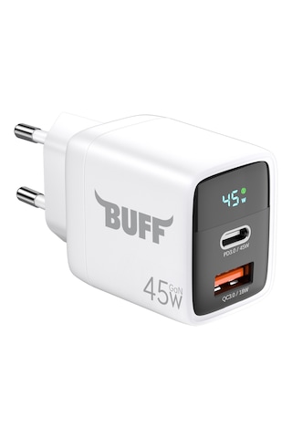 Buff Bl45 Dual Dijital Ekranlı 45w Pd & Usb Hızlı Şarj Cihazı Beyaz