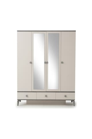 Çakıltaşı 4 Kapaklı Gardırop Elbise Dolabı 156x52x200cm Krem