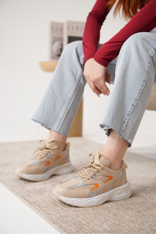Daxtors Sameto Günlük Ortopedik Kadın Sneaker Spor Ayakkabı Bej