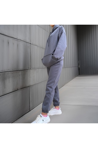 Ceyss Design Unisex Üç İplik Şardonlu Oversize Hoodieli Eşofman Takımı-antrasit Antrasit