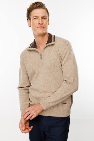 Erkek Fermuarlı Yaka Klasik Yün Kazak K.bej K.bej