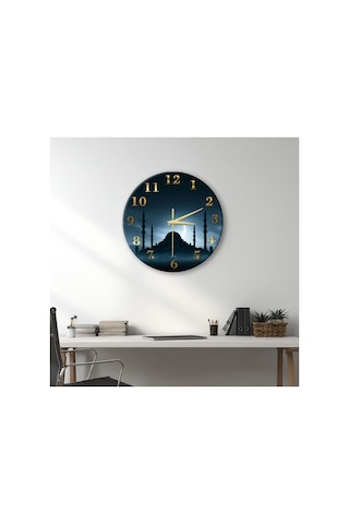 Cami Temalı Dekoratif Duvar Saati 33 Cm Uv Baskılı Mdf Duvar Saati Çok Renkli