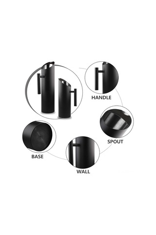 Geeroyoo 1.5l Paslanmaz Çelik Soğuk İçecek Sürahisi, Buz Koruyuculu, Ev Ve Cafe Kullanımı İçin Siyah