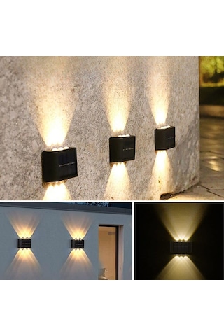 6 Ledli Solar Güneş Enerjili Aplik Led, Dekoratif Duvar Monteli Gün Işığı Led 525089al42yt0042