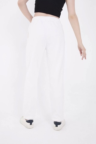 Oversize Boru Paça Baskılı Eşofman Pantolon - Beyaz Beyaz
