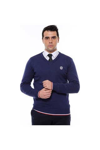 Wessi V Yaka Slim Fit Triko - Lacivert