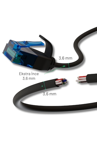 Irenıs Cat6 U/utp Esnek Kablo, 1 Metre Siyah