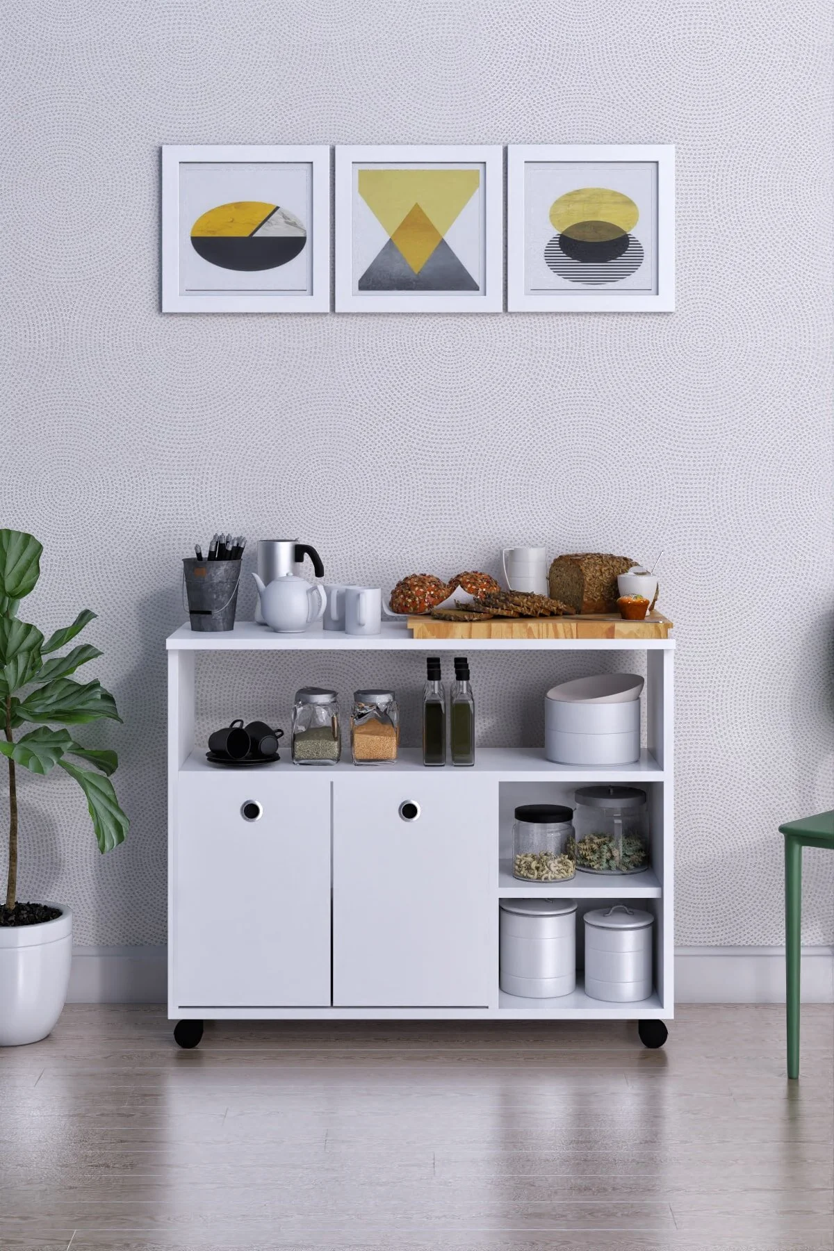 Kelebek 30 Taşınabilir Çok Amaçlı 2 Kapaklı Katlı Mutfak Ve Salon Masası Mdf Beyaz