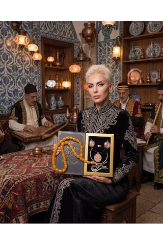 Özel Tasarım Kitap Kutulu Kadın Bakır Takı Seti Ve Tesbih Kombini - Kolye Küpe Bileklik Yüzük 5 Parça Otantik Şık Hediyelik - Doğum Günü Yıl Dönümü Anneler Günü Kadınlara Özel Gösterişli Hediye - N-00036