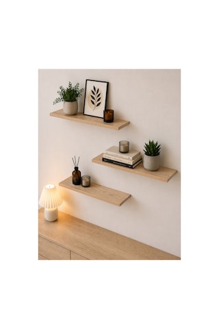 Harmony 3 Raflı Gizli Monte Uçan Raf 50 15 Cm Bej
