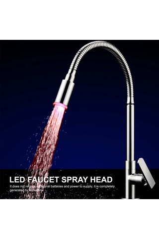 Geeksen Led Musluk Havalandırıcı 7 Renkli Işık Değişimi Musluk Sprey Başlığı Mutfak Musluğu Su Tasarrufu Nozulu Sprey Banyo Havzası Uzatma Uzatma Diğer