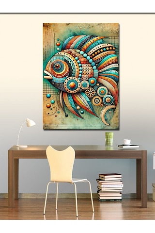 Kanvas Tablo Soyut Renkli Balık 50cmx70cm