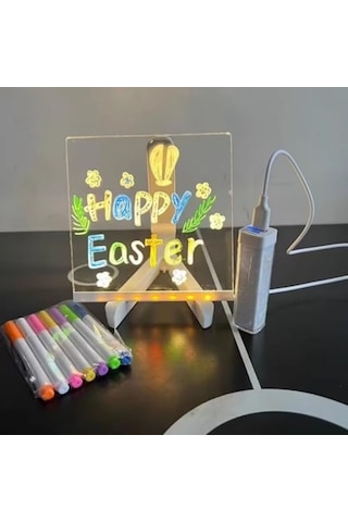 Bakgelal Led Işıklı Not Ve Çizim Panosu, Fosforlu Kalemli Silinebilir Yazı Tahtası Şeffaf