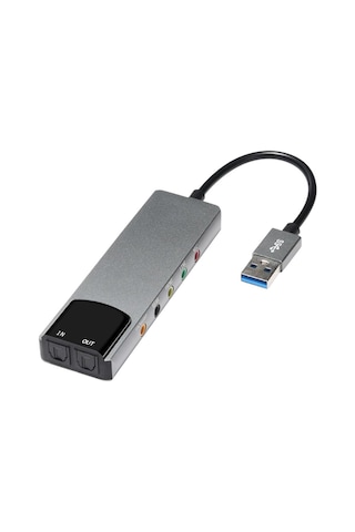 Hy-601 Harici Usb 5.1 / 7.1 Kanal Ses Kartı Cm6206 Chipset, Spdıf Optik Giriş/çıkışlı Alüminyum Gövdeli Ses Adaptörü