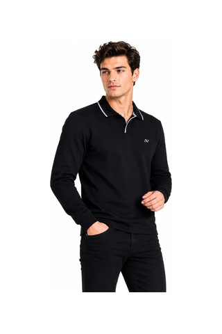 Advante Erkek Mevsimlik Spor Polo V Yaka Sweatshırt Bgl-st05469 Siyah