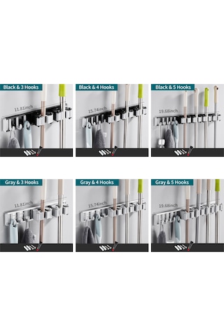 Yunboo 40cm Siyah 4 Kanca Tüp Sünger Tutucu - Delme/delmesiz İki Kullanıma, Alüminyum Malzeme, 12kg Yüke Dayanır Siyah