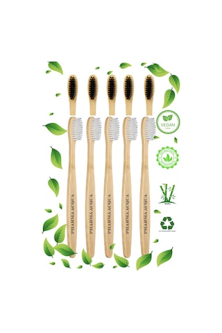 Pharma Acqua 10 Lu Set -5 Adet Beyaz 5 Adet Siyah Bambu Diş Fırçası