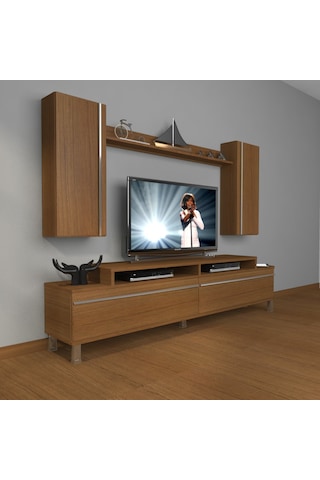 Decoraktiv Ekoflex 7 Mdf Krom Ayaklı Tv Ünitesi Tv Sehpası Ceviz