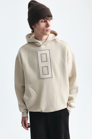 Vamos Numara Baskılı Oversize Sweatshirt Bej