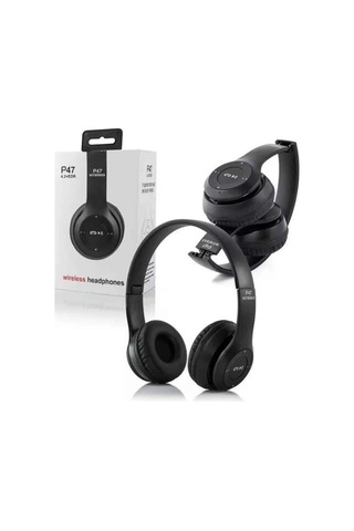 Bluetooth Kablosuz Kulaklık Siyah Wireless 5.0 Kulak Üstü Uzun Pil Ömrü -
