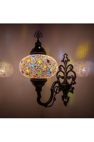 Mozaik Aplik Gece Lambası El Yapımı Mozaik Bahçe Hediyelik Çok Renkli