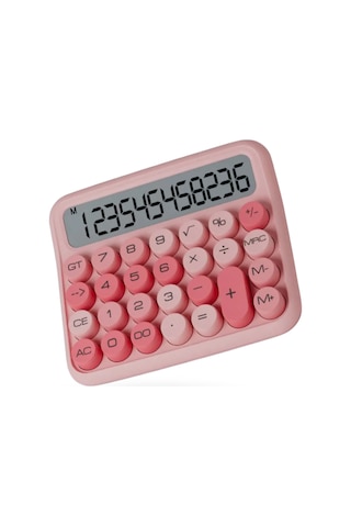 Büro Ev Ofis Hediyesi İçin Pembe Hesap Makinesi Bej