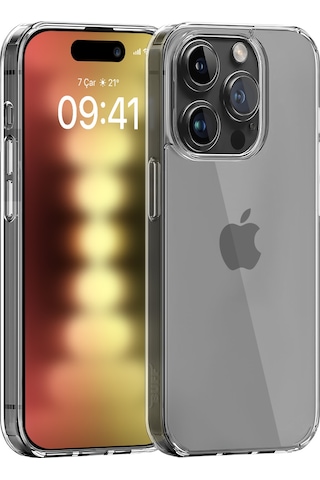 Buff Apple iPhone Uyumlu 15 Pro - 2x5d Ekran Koruyucu + Şeffaf Kılıf + Lens Koruyucu Glass