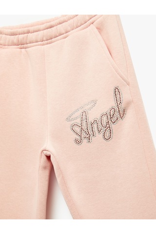 Koton Şardonlu Taşlı Beli Lastikli Jogger Eşofman Altı Pembe 7wkg40014ak Gül