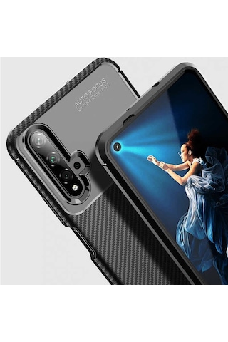 Huawei Nova 5T Kilif Silikon Esnek Karbon Görünüm Negro 404020710