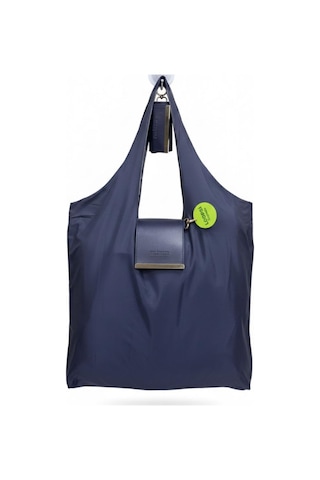 Kapsül Çanta Omuz Çantası Alışveriş Çantası Shopping Bag İnce Paraşüt Kumaş Lacivert