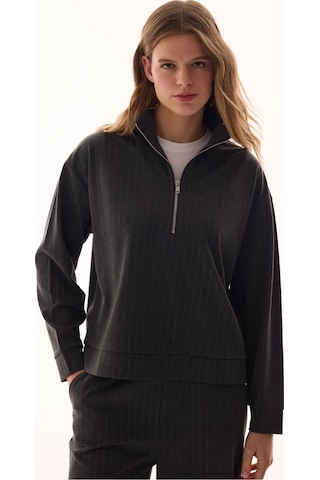 Penti Antrasit Fermuarlı Çizgili Sweatshirt