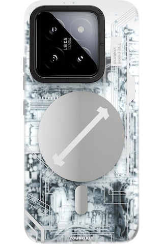 Xiaomi Mi 14 Uyumlu Kılıf Magsafe Şarj Özellikli Youngkit Technology Serisi Mavi