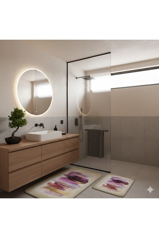 Banyo Paspası 2'li Set 3d Baskılı Jel Tual Çok Renkli