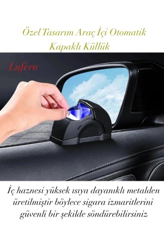 Özel Tasarım Araç İçi Otomatik Kapaklı Küllük Kavisli Isıya Dayanıklı Kötü Koku Sigara İzmarit