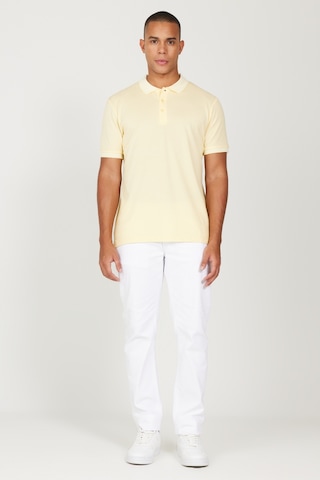 Ac&Co / Altınyıldız Classics 4A4820200047Sbzs Düğmeli Polo Yaka Cepsiz Slim Fit Erkek Tişört Sarı - Beyaz