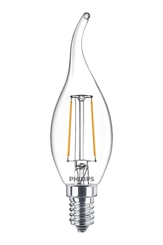 Philips LED Classic Şeffaf Mum Filament 2W 250 Lumen 2700K Sarı Işık BA35 E14 Duy (25W Eşleniği)