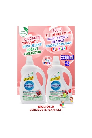 %100 Doğal Bitkisel Bebek Çamaşır Deterjanı Seti-organik Nioli Yağlı-kendinden Yumuşatıcılı 2200 ML