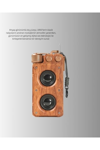 Retro - 54 - Radyo Tasarım Bluetooth Hoparlör 1800mah Uzun - Spt-gld - Çalma Süresi