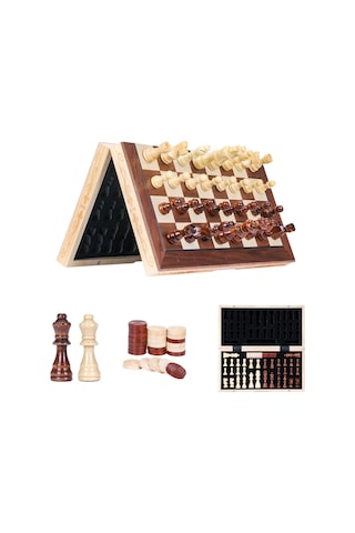 Jl Manyetik Satranç Ve Dama Seti Masa Oyunları, Ahşap
