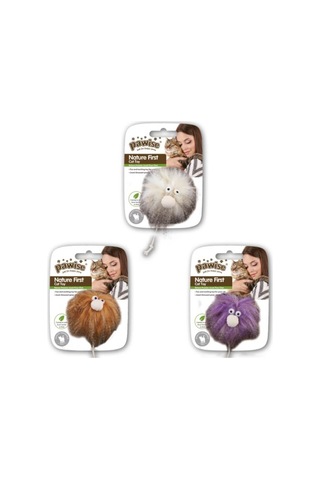 Pawise 7 CM Catnipli Tüylü Canavar Peluş Kedi Oyuncağı Çok Renki