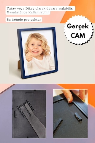 Lacivert-20mm Çerçeve Camlı 18x24 Cm Fotoğraf Resim Çerçevesi Ayaklı Veya Duvara Asma Yatay-dikey 23108095