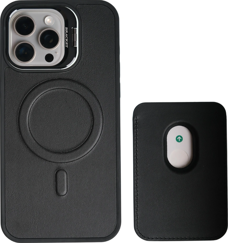 Primecase Iphone 15 Pro Max Siyah Manyetik Özellikli Standlı Deri Kılıf+kartlık Kahverengi
