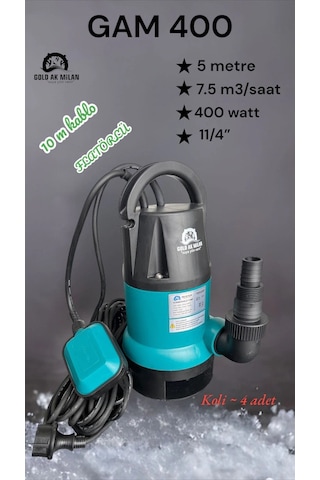 Gold Temiz Ve Kirli Su 400 Watt 220V Flatörlü Drenaj Dalgiç Pompa